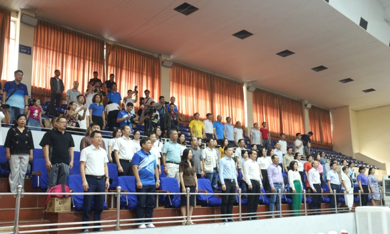 Các đại biểu than dự Lễ khai mạc Hội khỏe Hội Nhà báo TP Hà Nội mở rộng lần thứ 28